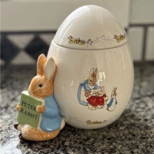 Beatrix Potter Peter Rabbit Candy Dish Easter Egg Box Bunny Ceramic Cookie Jar